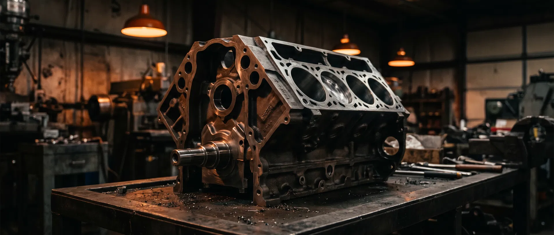 6.7L Ford PowerStroke diesel engine being remanufactured in our Lindenhurst NY facility