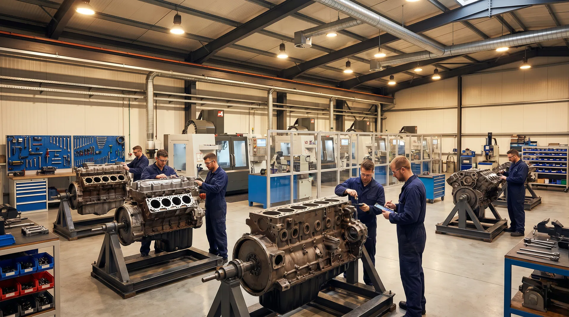 ASE-certified diesel technicians remanufacturing 6.7 PowerStroke engines at US Engine Production